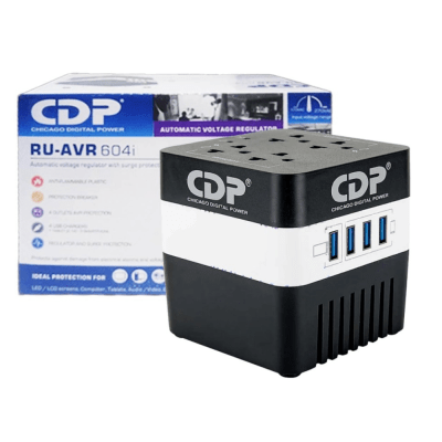 ESTABILIZADOR CDP 600VA/300W 4 SALIDAS 4 PUERTOS USB (RU-AVR604I) (NT8)
