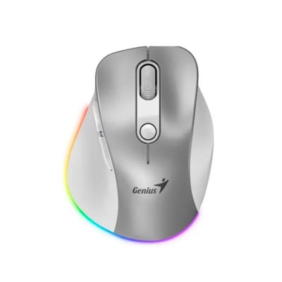 MOUSE GENIUS ERGO 9000S PRO RECARGABLE DUAL WIRELESS/BT 6-BOT SILENT RGB SILVER (31030039402) (NT8)1