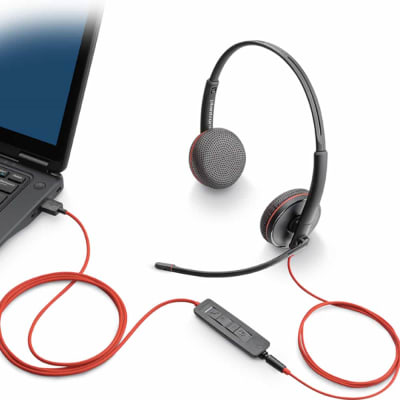 AURICULAR POLY BLACKWIRE 3320 STEREO USB-C HEADSET +USB-C/A ADAPTER (8X219AA)