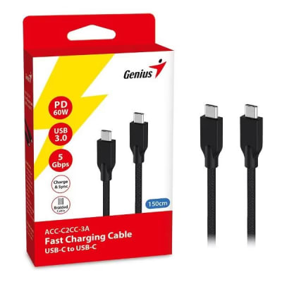 CABLE GENIUS USB-C ACC-C2CC-3A USB-C A USB-C 100CM FAST CHARGE TRENZADO BLACK (32590006400) (NT8)