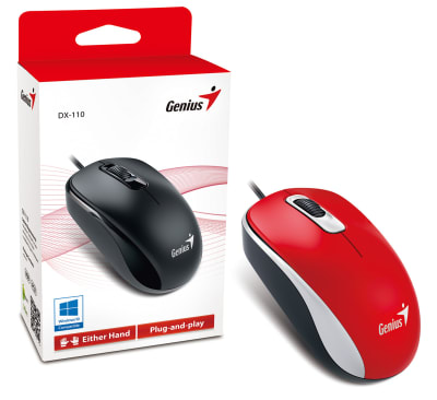 MOUSE GENIUS DX-110 USB OPTICO 1000 DPI RED (31010116104) (NT8)