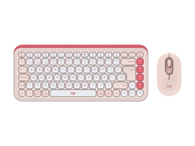 TECLADO LOGITECH + MOUSE POP ICON BLUETOOTH WIRELESS SP COPILOT ROSE (920-013053) (NT8)