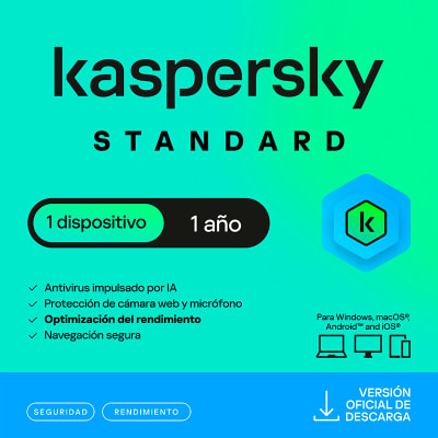 LICENCIA ANTIVIRUS KASPERSKY STANDARD - 1PC X 1Y, VIRTUAL (KL1041DDAFS)1