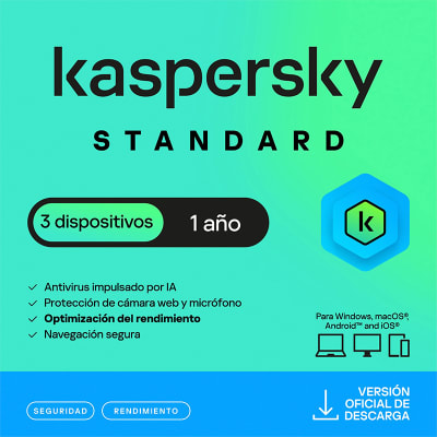 LICENCIA ANTIVIRUS KASPERSKY STANDARD - 3PC X 1Y, VIRTUAL (KL1041DDCFS)