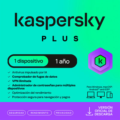 LICENCIA ANTIVIRUS KASPERSKY PLUS - 1PC X 1Y, VIRTUAL (KL1042DDAFS)