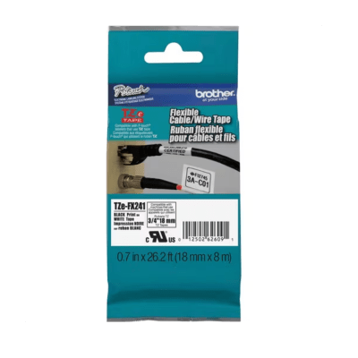 ETIQUETA MULTIUSO BROTHER TZE-FX241 18MM X 8M TRANSFERENCIA TÉRMICA BLANCO LAMINADA (TZEFX241) (NT7)