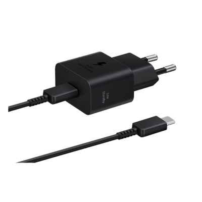 ADAPTADOR SAMSUNG DE CARGA RAPIDA USB-C, 25W, CON CABLE, COLOR NEGRO (EP-T2510XBEGWW) (NT4)1
