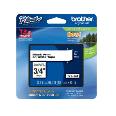 BROTHER P-TOUCH TZE241 CINTA PARA ETIQUETAS  17.78MM ANCHO  BLANCO LAMINADA (TZE241)(NT7)