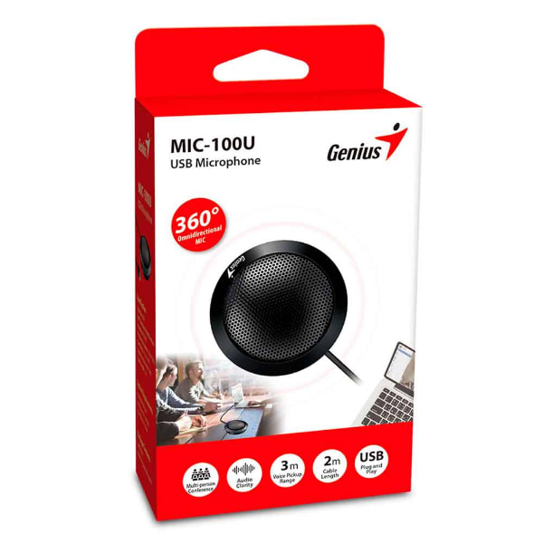MICROFONO GENIUS MIC-100U P/VIDEO CONFERENCIA BLACK (31700001400) (NT8) 0