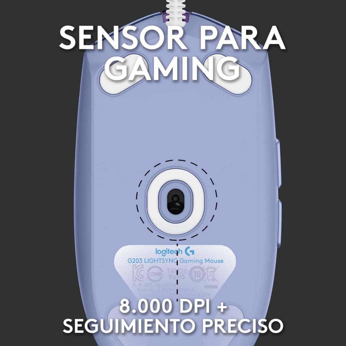 MOUSE LOGITECH G203 GAMING LIGHTSYNC LILA (910-005851)3
