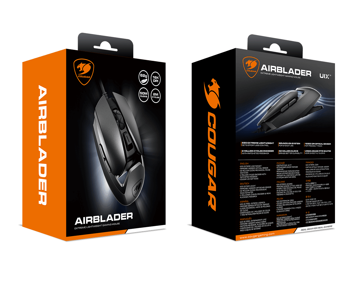 MOUSE GAMER COUGAR AIRBLADER 16K (3M410WONB.0001)1