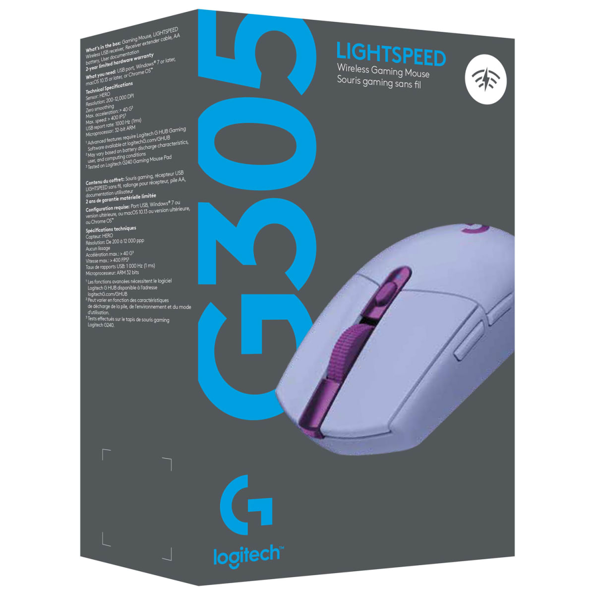 MOUSE LOGITECH G305 LIGTHSPEED WIRELESS LILA (910-006021) (NT8)4