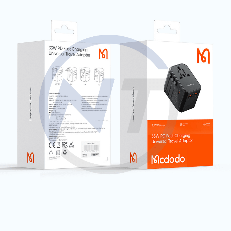 ADAPTADOR DE VIAJE UNIVERSAL MCDODO DE CARGA RÁPIDA 33W (CP-4290)2