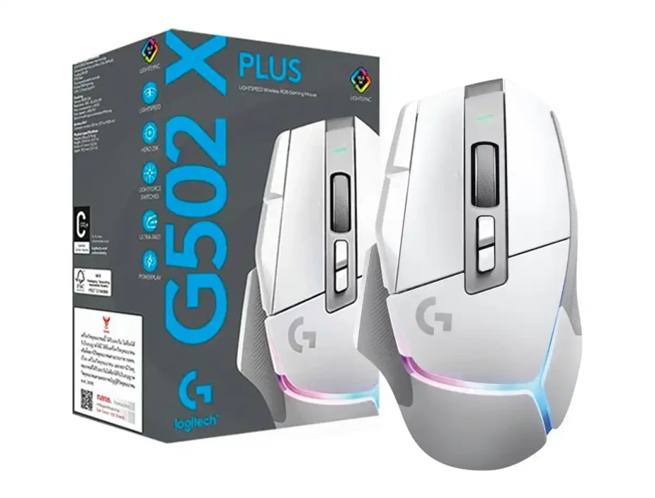 MOUSE LOGITECH G502 X PLUS LIGHTSPEED 25K DPI RGB BLANCO (910-006169) (NT8) 0