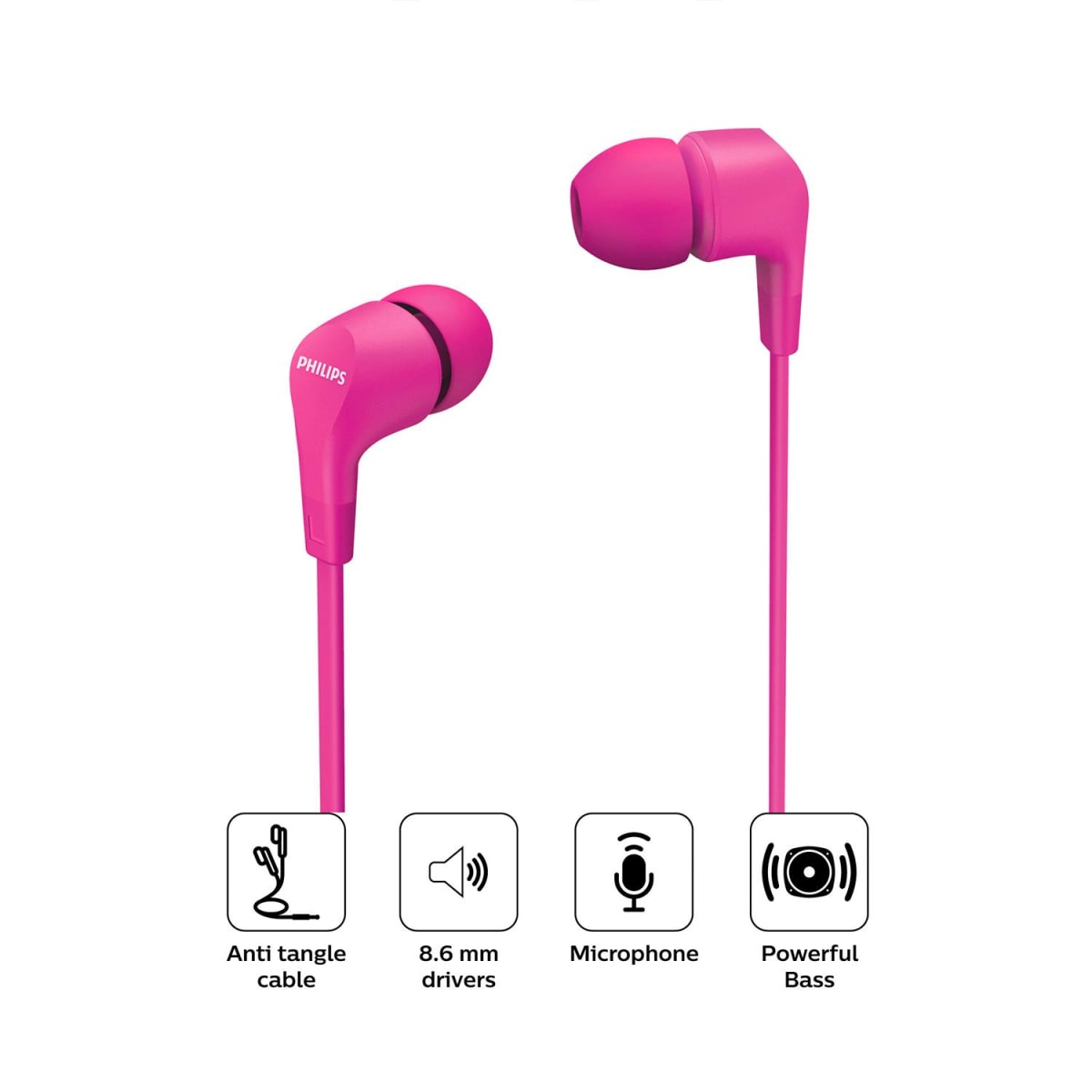AUDIFONOS C/MICROFONO PHILIPS IN-EAR PINK (TAE1105PK)1