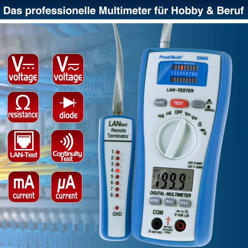 MULTIMETRO DIGITAL P3365 PEAKTECH 2000 CUENTAS CON MEDIDOR LAN 2 EN 1 (P3365)2