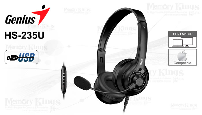 AURICULAR GENIUS HS-235U AI COPILOT 40MM USB-A BLACK (31710036400) (NT8) 0