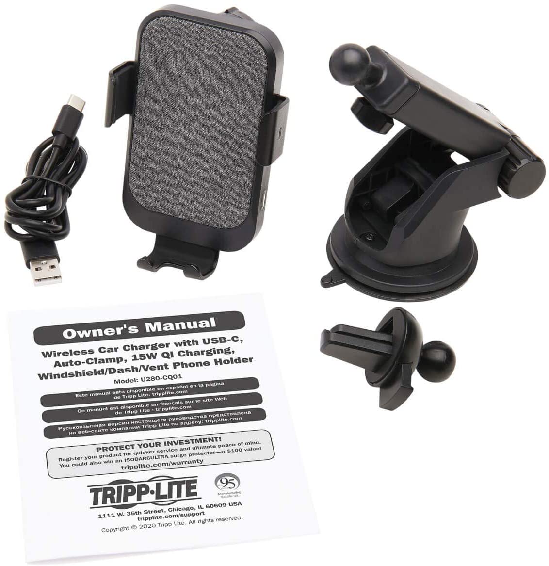 SOPORTE INALÁMBRICO TRIPP LITE PARA CARGADOR DE COCHE (U280-CQ01)4