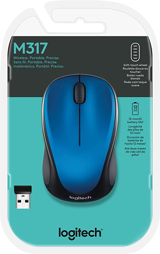 MOUSE LOGITECH M317 WIRELESS STEEL BLUE (910-005886)1