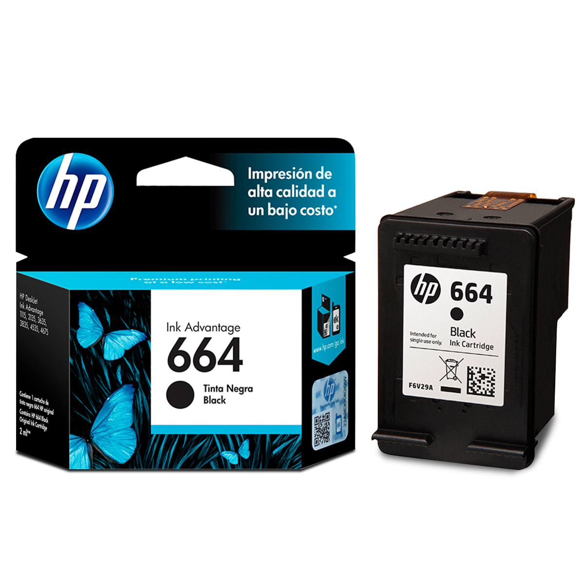 CARTUCHO DE TINTA HP 664 NEGRO DESKJET 2ML (F6V29AL) (NT18)2