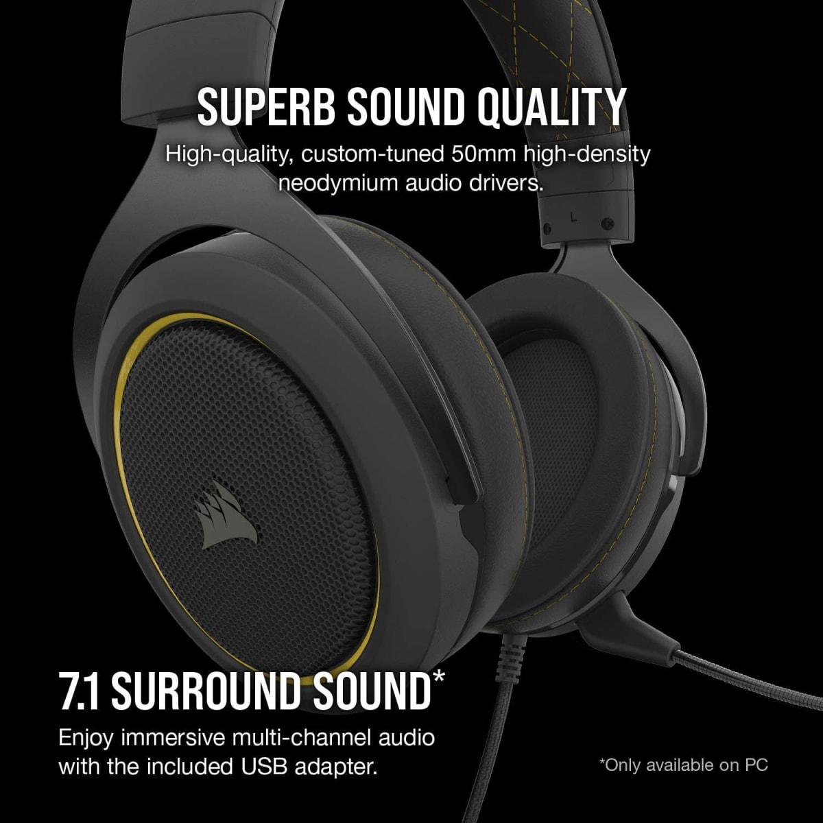 AURICULAR CORSAIR ESTEREO HS60 7.1 AMARILLO (CA-9011214-NA)9