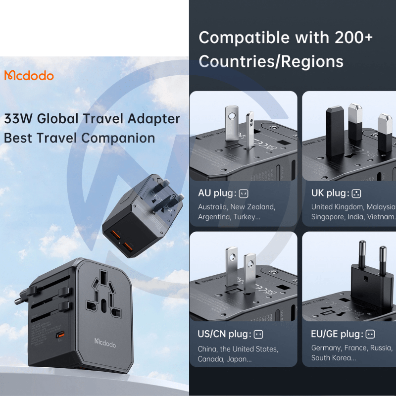 ADAPTADOR DE VIAJE UNIVERSAL MCDODO DE CARGA RÁPIDA 33W (CP-4290)8