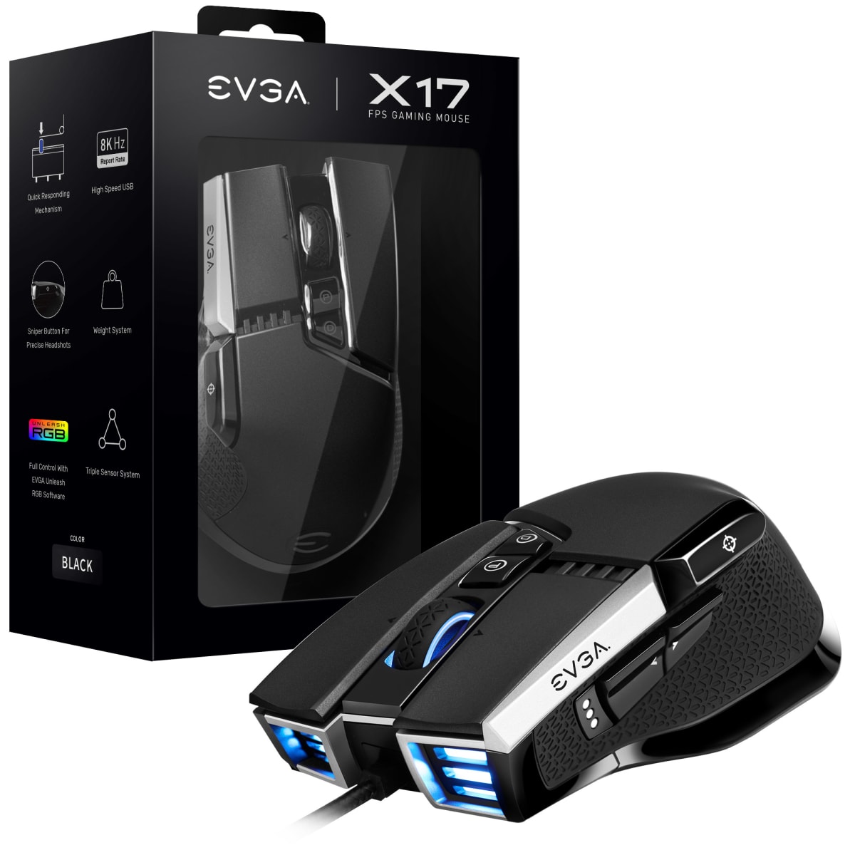 MOUSE EVGA X17 GAMING NEGRO (903-W1-17BK-KR) 0