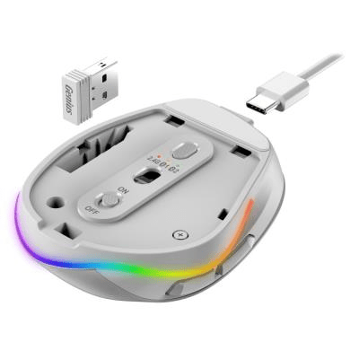 MOUSE GENIUS ERGO 9000S PRO RECARGABLE DUAL WIRELESS/BT 6-BOT SILENT RGB PEARL WHITE  (31030039400) (NT8)3