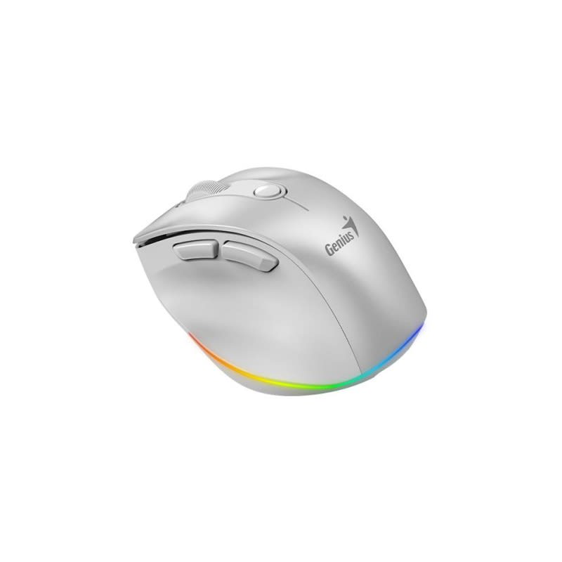 MOUSE GENIUS ERGO 9000S PRO RECARGABLE DUAL WIRELESS/BT 6-BOT SILENT RGB PEARL WHITE  (31030039400) (NT8)4
