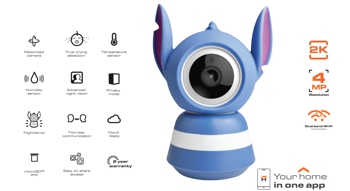 CAMARA INTELIGENTE NEXXT MONITOR DE BEBE STITCH CON WIFFI (NHC-B200 ST) (NT3)5