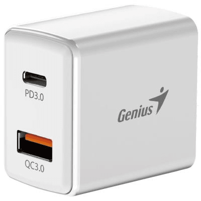 CARGADOR DE PARED GENIUS PD-20ACP 20W FAST CHARGE 1 USB-C 1 USB-A WHITE (32590009400) (NT8)3