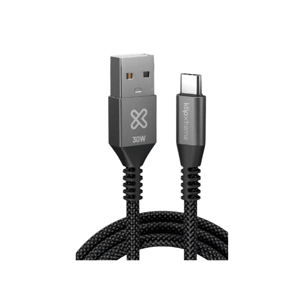 CABLE  KLIP XTREME USB-A A USB-C POWERGO 050 1 METR0 30W CARGA RÁPIDA TRENZADO ( KAC-050-3FT) 0