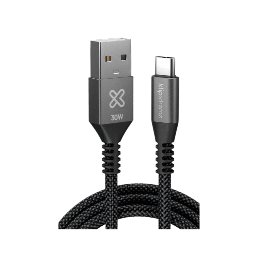 CABLE  KLIP XTREME USB-A A USB-C POWERGO 050 1 METR0 30W CARGA RÁPIDA TRENZADO ( KAC-050-3FT) 0