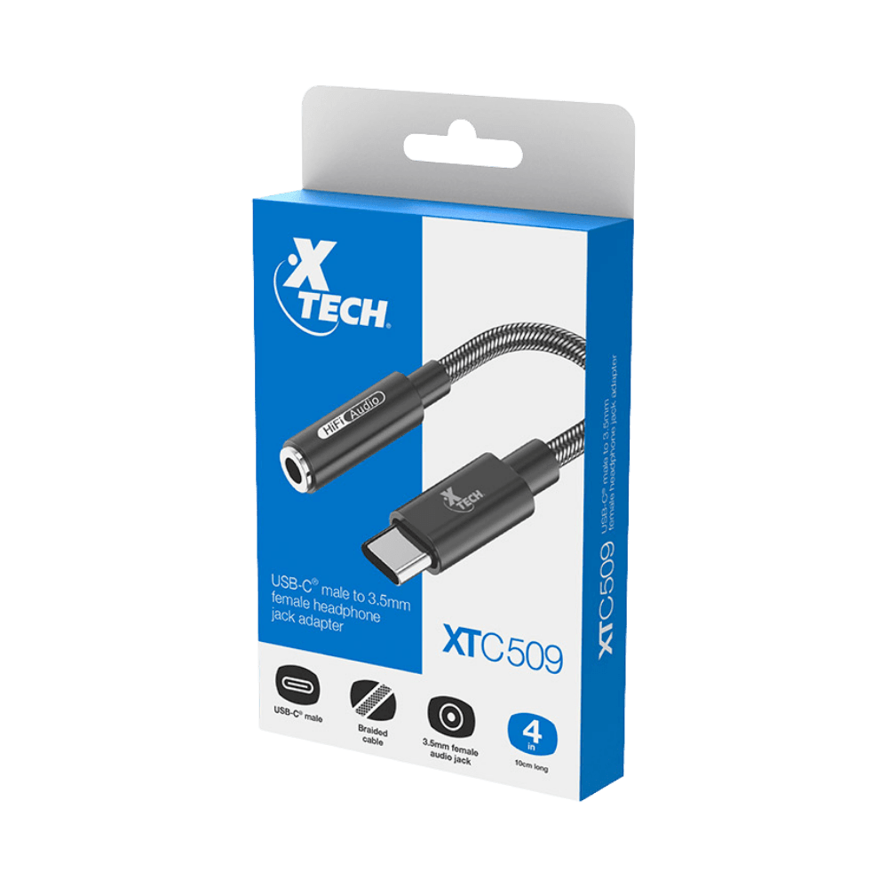 ADAPTADOR XTECH USB C MACHO A CONECTOR 3.5MM HEMBRA PARA AUDIFONOS NEGRO (XTC-509)6