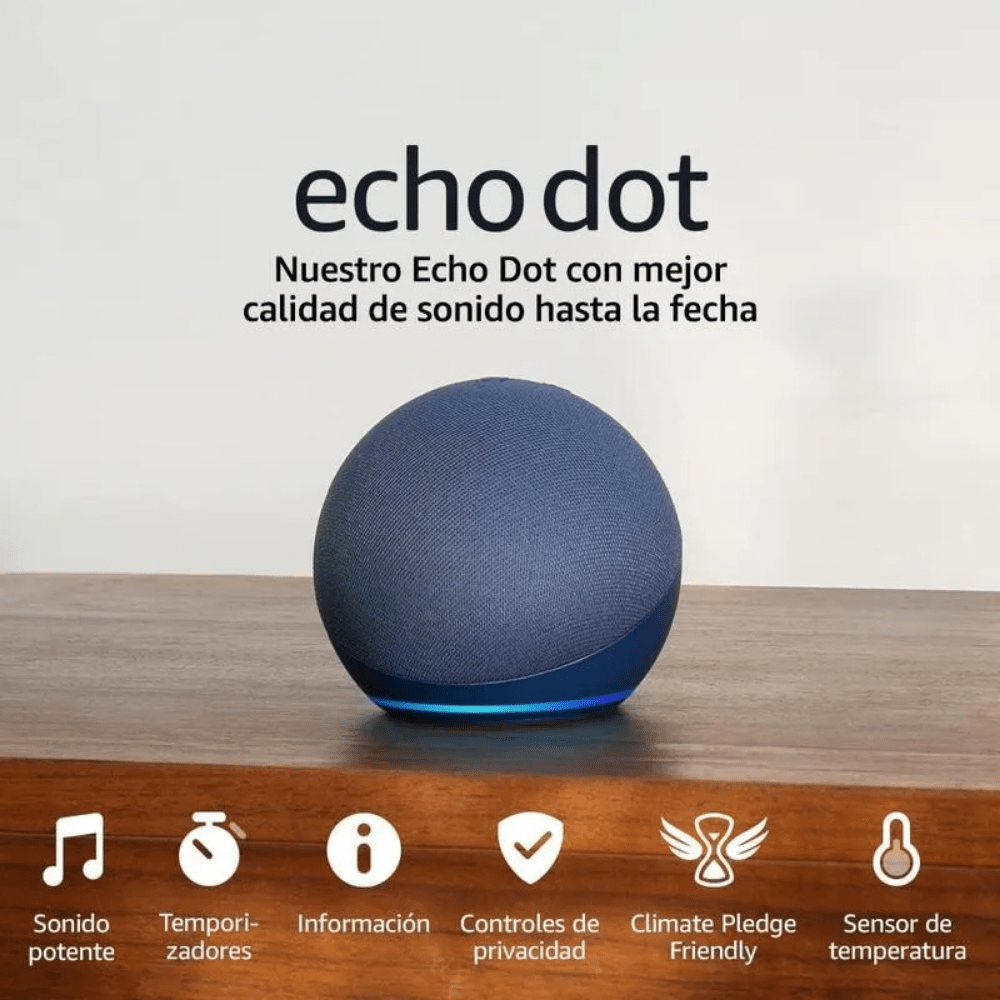 PARLANTE INTELIGENTE AMAZON ECHO DOT 5TA GENEREACIÓN CONTROL DE VOZ ALEXA WIFI BLUETOOTH - AZUL (NT23)2