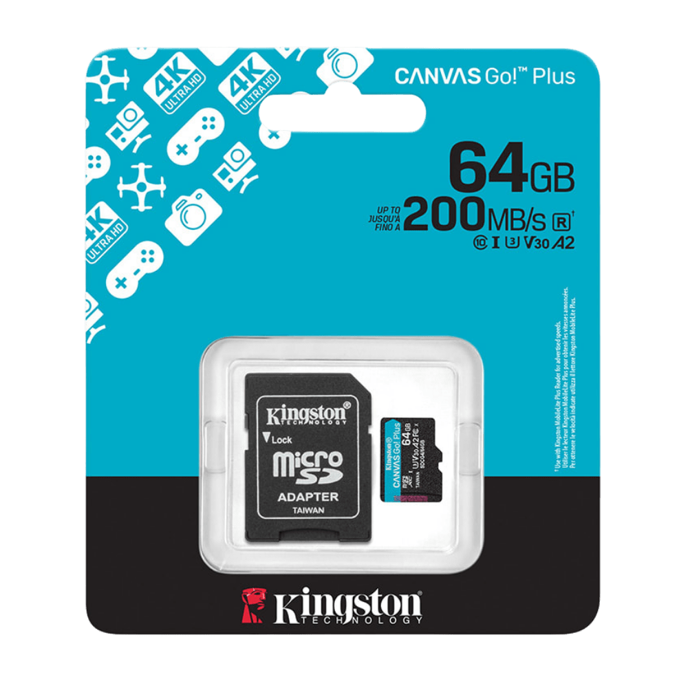 MEMORIA FLASH MICROSD KINGSTON CANVAS GO! PLUS, 64GB, CON ADAPTADOR SD (SDCG4/64GB) 0