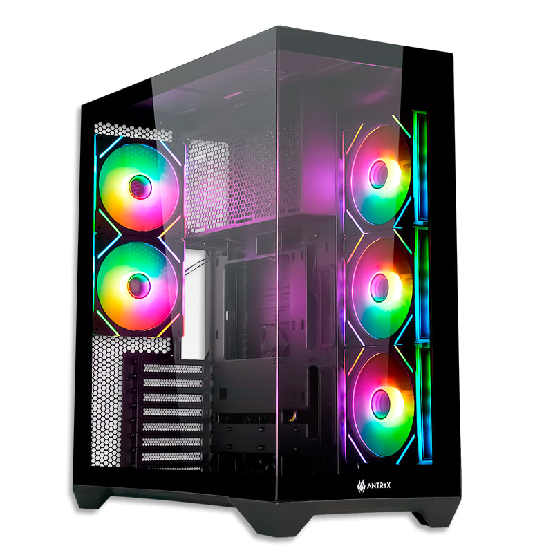 CASE ANTRYX FX 970 PRO BLACK, 2 VIDRIO TEMPLADO,  ARGB FAN 140MM X5 (AC-FX970KP) (NT21) 0