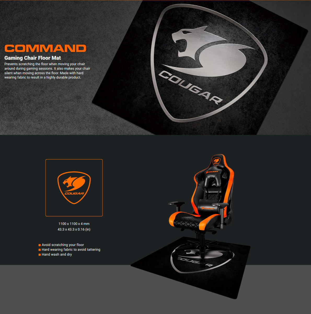 ALFOMBRA PARA SILLAS GAMER COUGAR MAT COMMAND (3MCOMFMB.0001)5