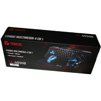 BUNDLE TEROS TECLADO MULTIMEDIA, MOUSE, HEADSET, MOUSE PAD (TE-4050B)1