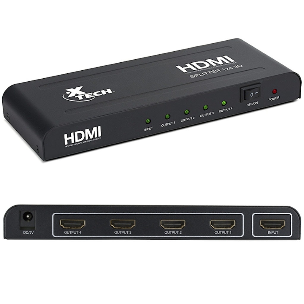 ADAPTADOR XTECH HDMI SPLITTER 1 INPUT TO 4 OUTPUTS (XHA-410) 0