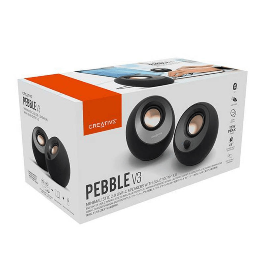 PARLANTE CREATIVE PEBBLE V3 2.0 8W/16W BT/3.5MM USB-C/AUDIO (51MF1700AA000) (NT8)1