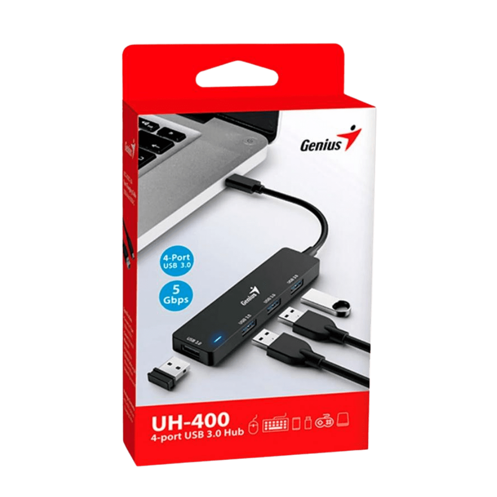 HUB GENIUS USB-C UH-400 4 USB-A 3.0 BLACK (31240002400) (NT8)3