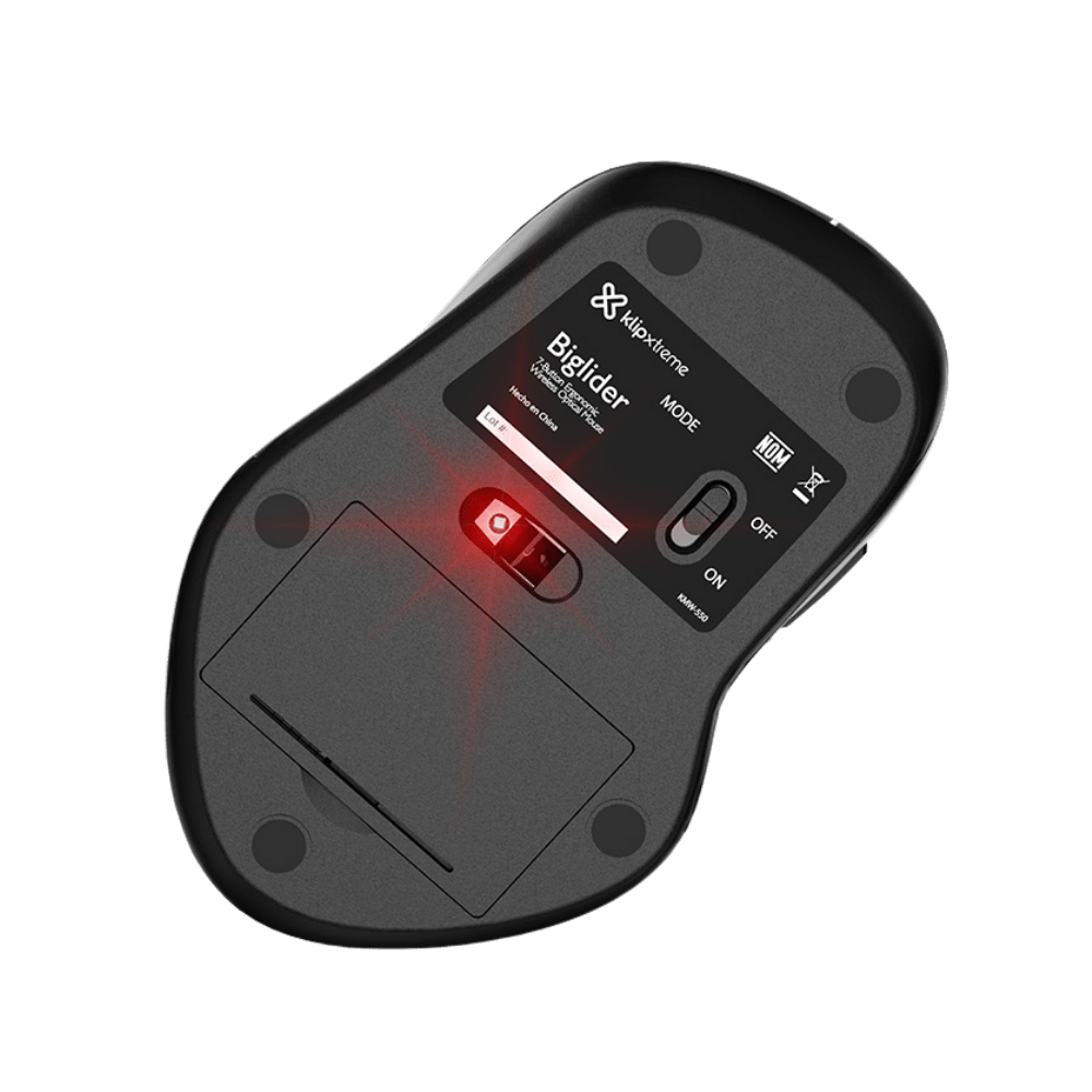MOUSE OPTICO KLIPXTREME INALAMBRICO ERGONOMICO DE 7 BOTONES, USB 2.4GHZ (KMW-550) (NT3)4