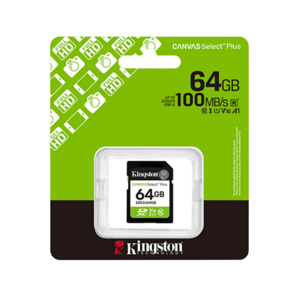 TARJETA DE MEMORIA SD KINGSTON CANVAS SELECT PLUS, 64GB, VELOCIDAD: UHS-I/U1/V10 (SDS3/64GB)3