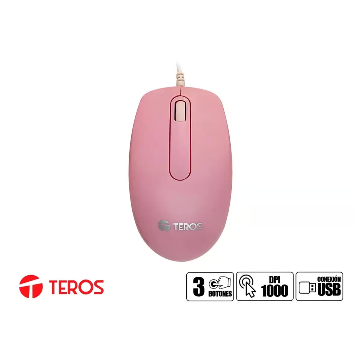 MOUSE OPTICO TEROS USB ROSADO (TE-1221S)4