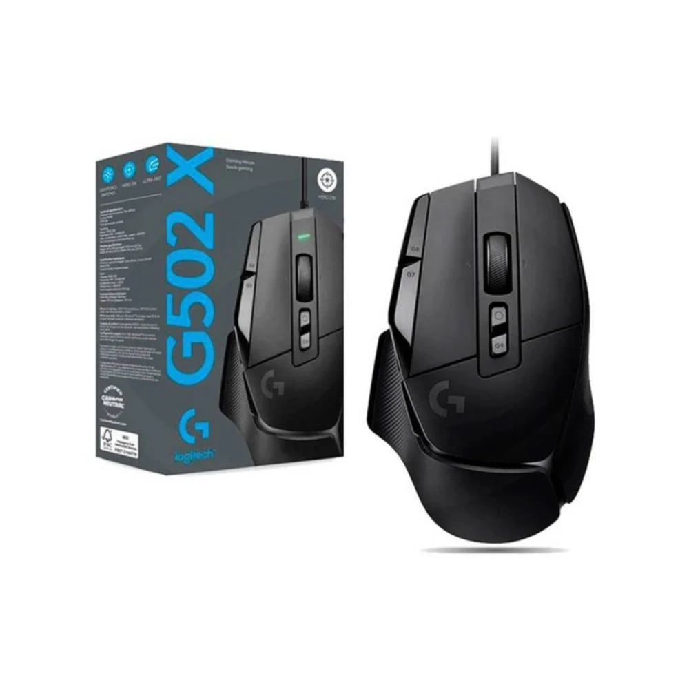 MOUSE LOGITECH G502 X HERO USB 25K DPI LIGHTFORCE BLACK (910-006137)3