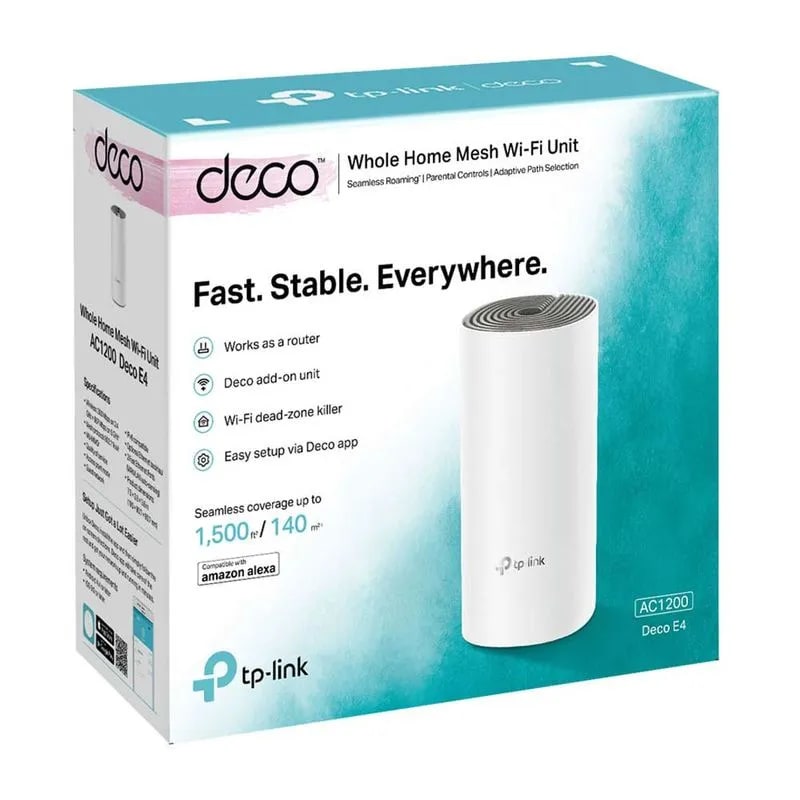 SISTEMA DE WIFI TP-LINK MESH DECO E4 (PAQX1) AC1200 2BAND (Deco E4(1-pack)) (NT6)3