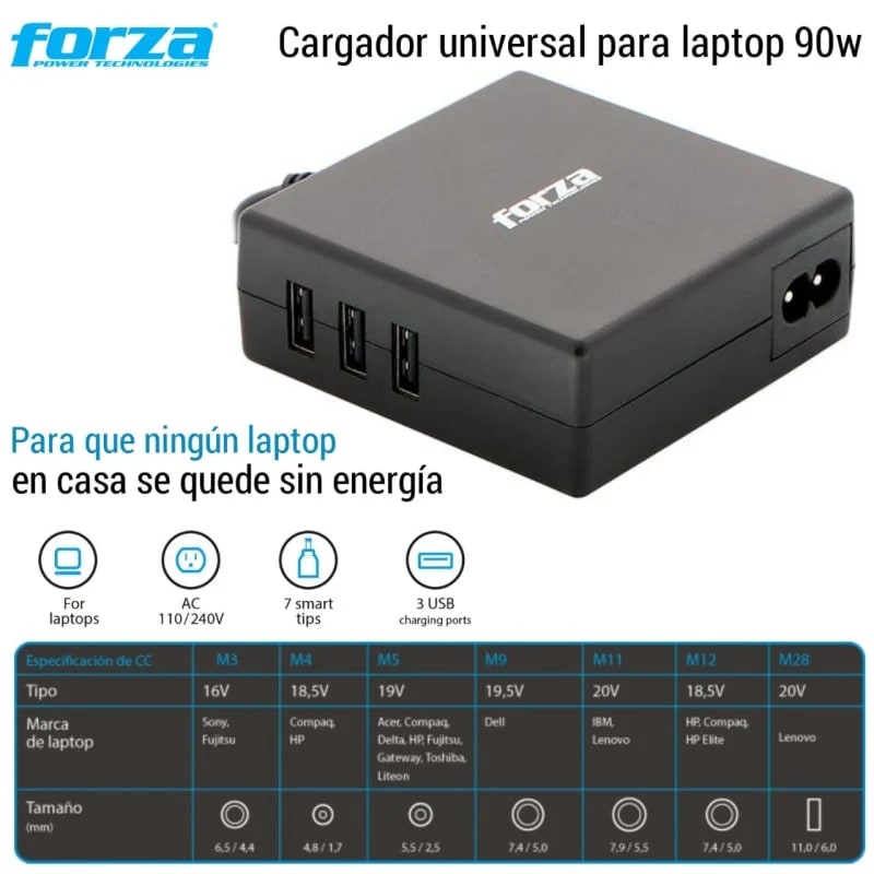 ADAPTADOR UNIVERSAL FORZA 90W PARA LAPTOP (FNA-790)3