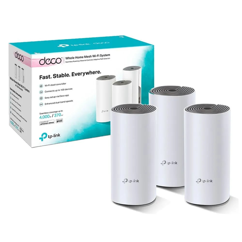 SISTEMA DE WIFI TP-LINK MESH DECO E4 (PAQX3) AC1200 2BAND (Deco E4(3-pack)) (NT6)2