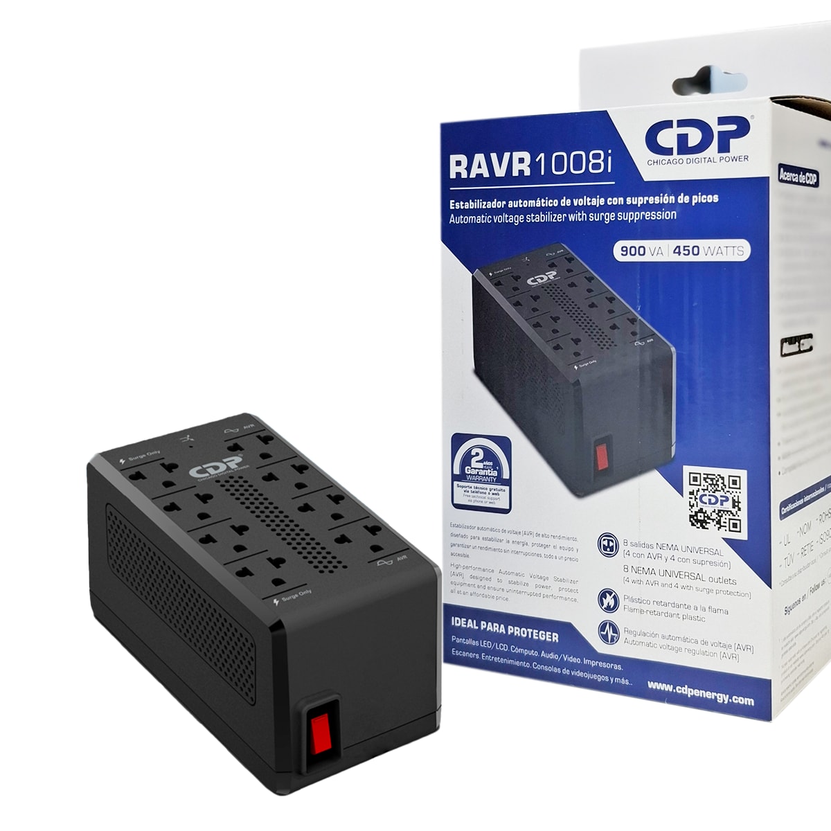 ESTABILIZADOR CDP AUTOMATICO DE VOLTAJE, 1000VA / 500WATTS (RAVR1008I)3